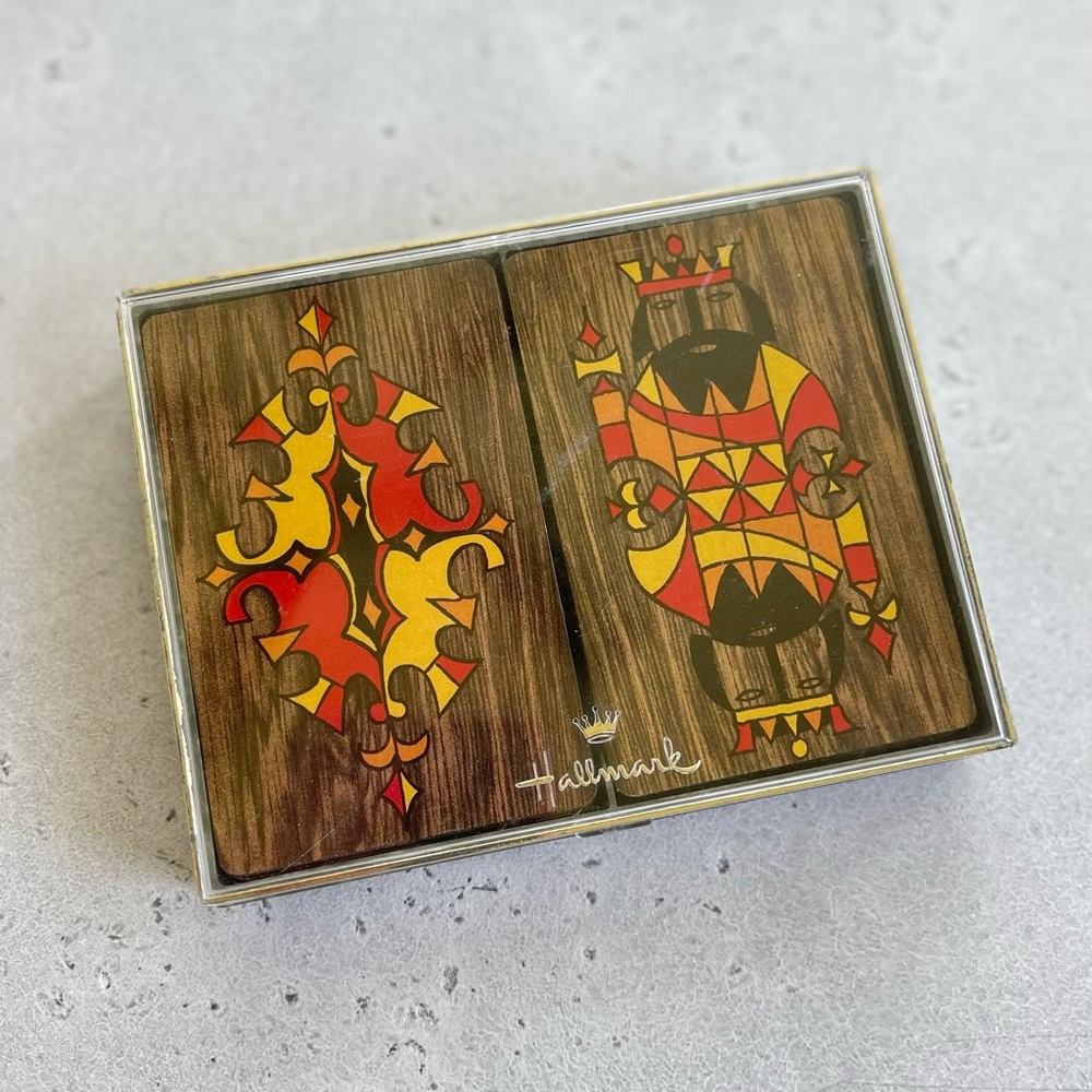 Vintage Hallmark Royal Chess Pattern Bridge Playing Cards Deck Set Retro 70s